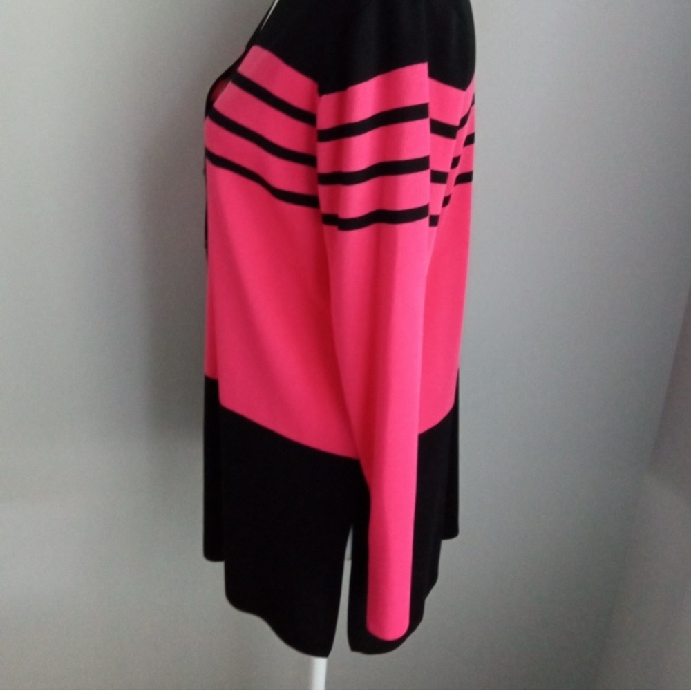 Misook black & pink striped cardigan sweater size petite small - Picture 5 of 10